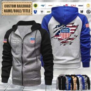 Custom US Railroad_Raglan Zip Hoodie