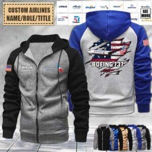 Custom US Airlines_Raglan Zip Hoodie