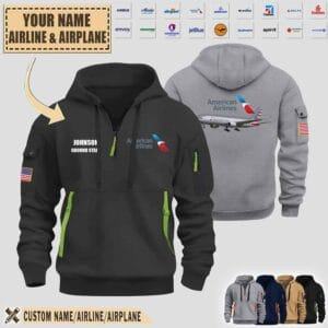 Custom US Airlines_Premium Quarter Zip Hoodie