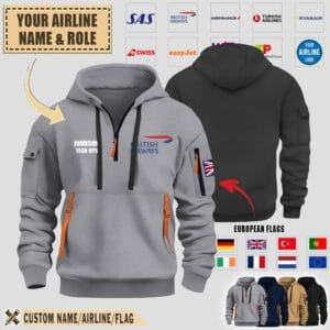 Custom Europe Airlines_Premium Quarter Zip Hoodie