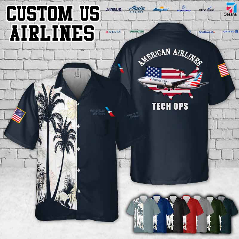 Custom US Airlines_Flag Pocket Hawaiian Shirt